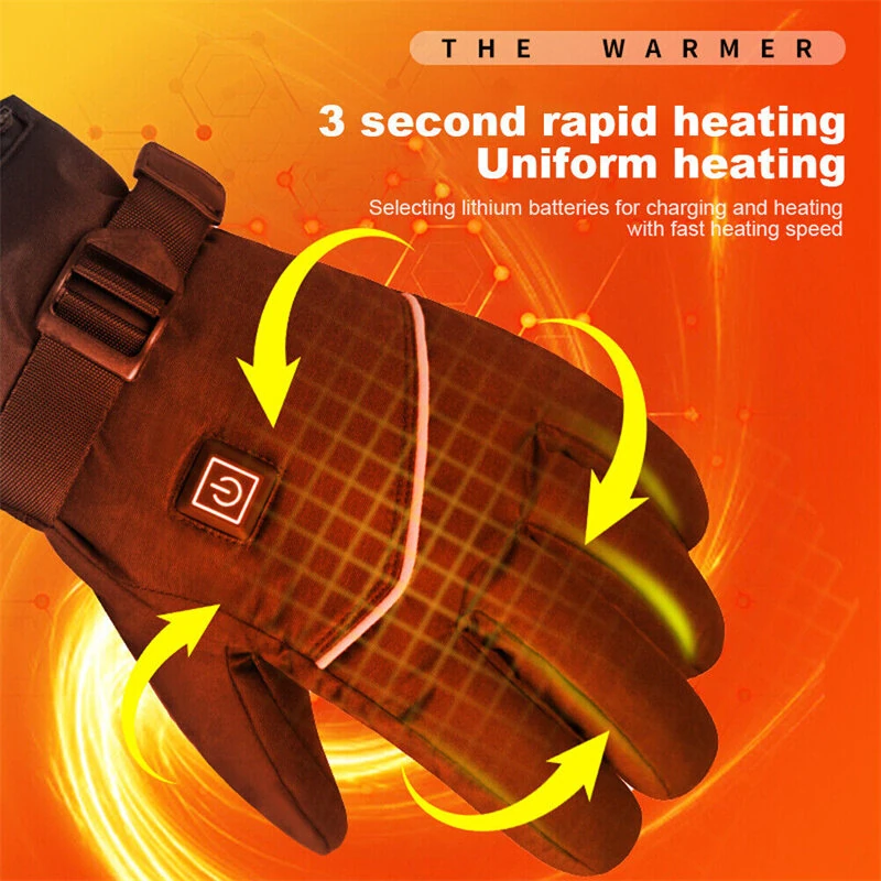 (image for) TENGOO Winter Heated Gloves Motorcycle Waterproof Gloves Heated Heating Warm Work Gloves Thermal Heated Outdoors Cycling Ski Gloves Battery Heated Gloves